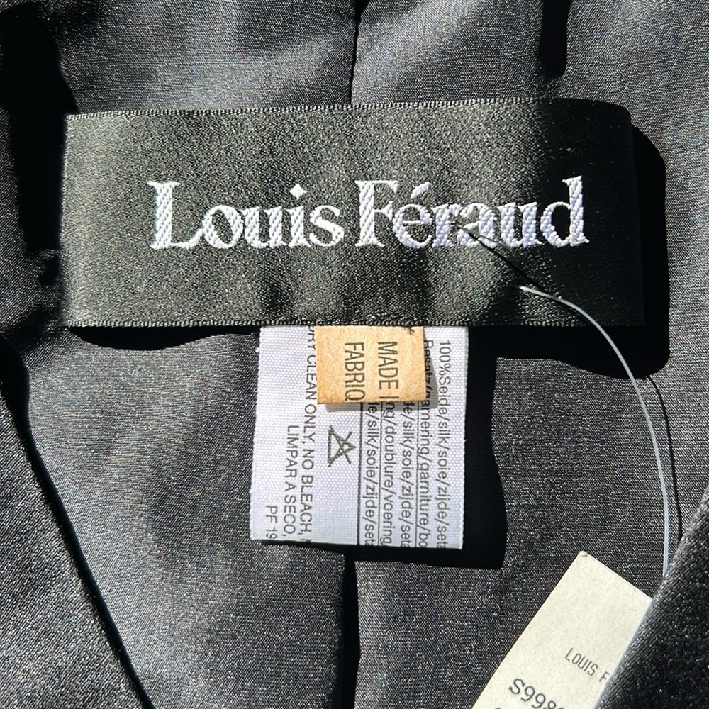 NWT Louis Féraud 100% silk black button up tie front satin trimmed blazer - Picture 8 of 9